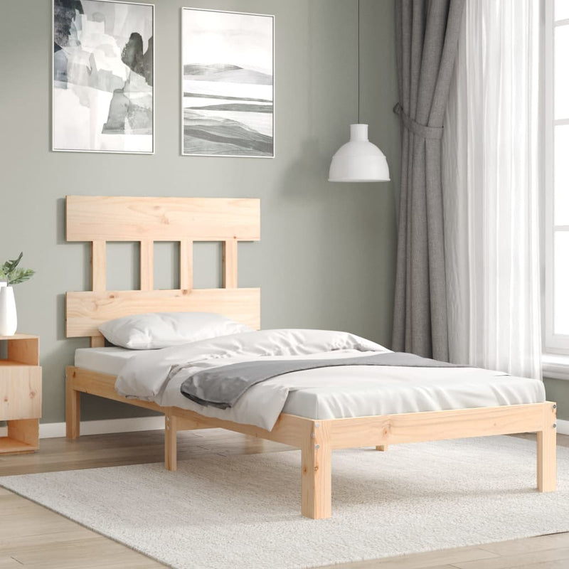 Bedframe met hoofdbord massief hout 3FT Single