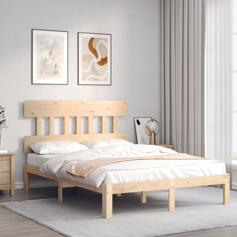 Bedframe met hoofdbord massief hout 4FT6 Double
