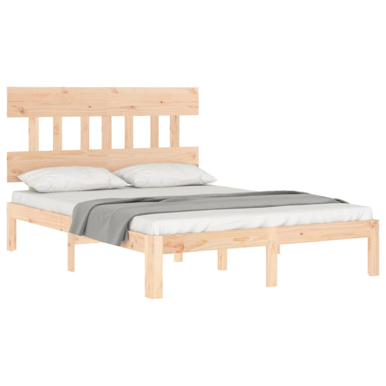 Bedframe met hoofdbord massief hout 4FT6 Double