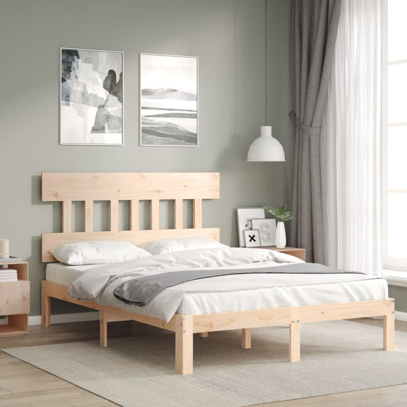 Bedframe met hoofdbord massief hout 4FT6 Double