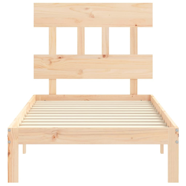 Bedframe met hoofdbord massief hout 90x200 cm