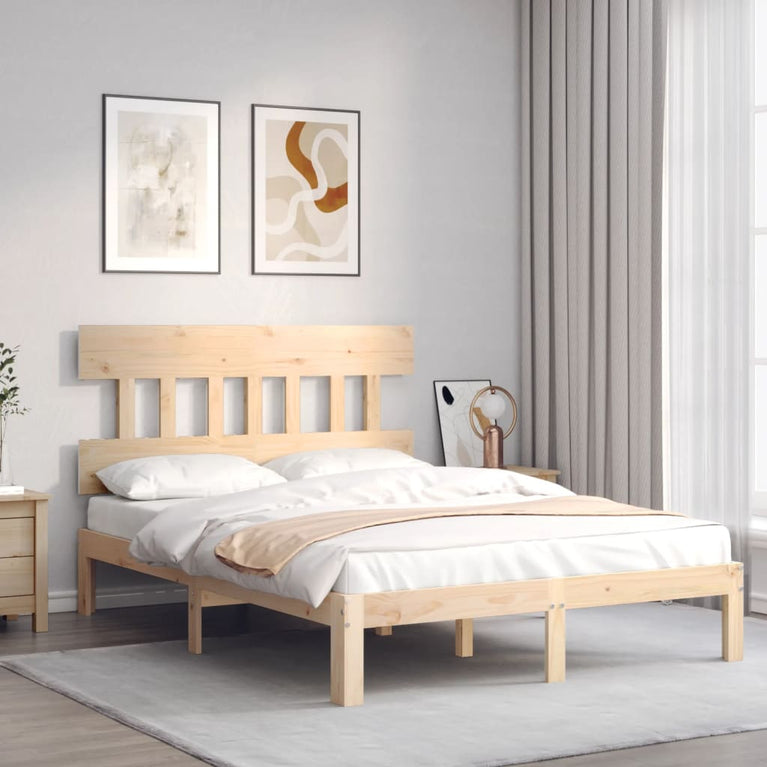 Bedframe met hoofdbord massief hout 120x200 cm