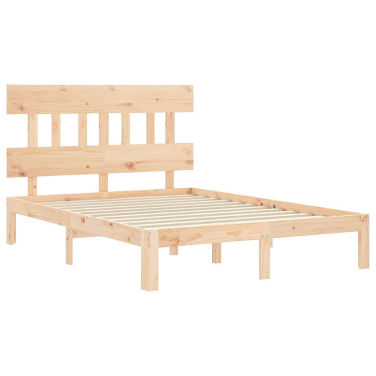 Bedframe met hoofdbord massief hout 120x200 cm