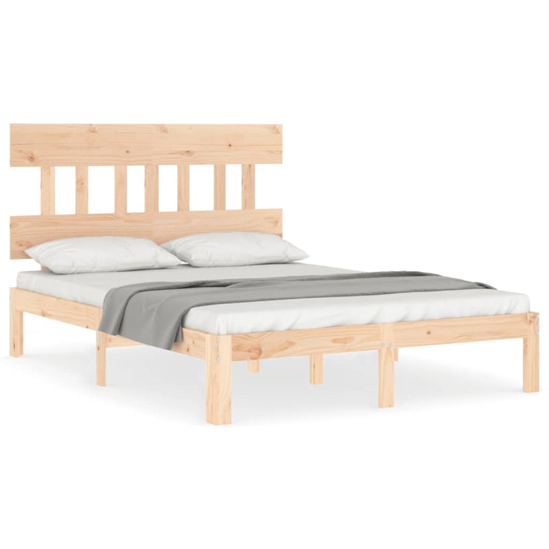 Bedframe met hoofdbord massief hout 140x200 cm
