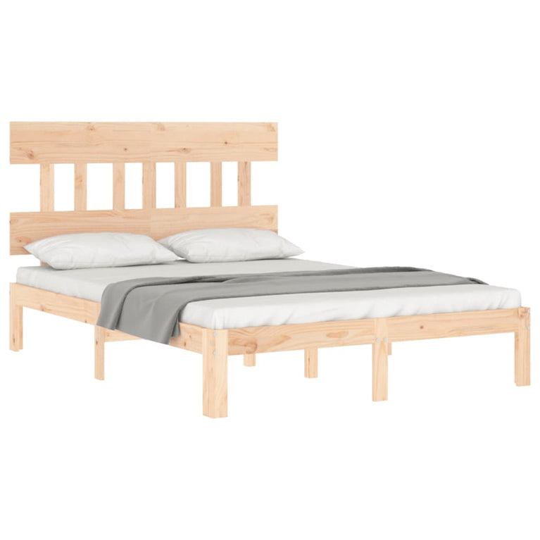Bedframe met hoofdbord massief hout 140x200 cm