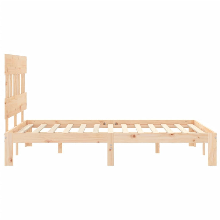 Bedframe met hoofdbord massief hout 140x200 cm