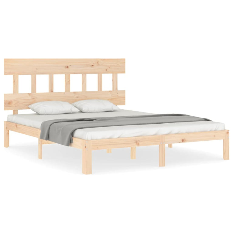 Bedframe met hoofdbord massief hout 5 FT King Size