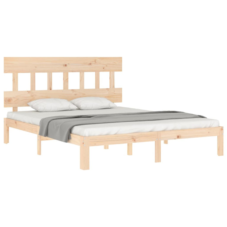 Bedframe met hoofdbord massief hout 5 FT King Size