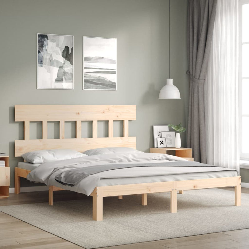 Bedframe met hoofdbord massief hout 5 FT King Size