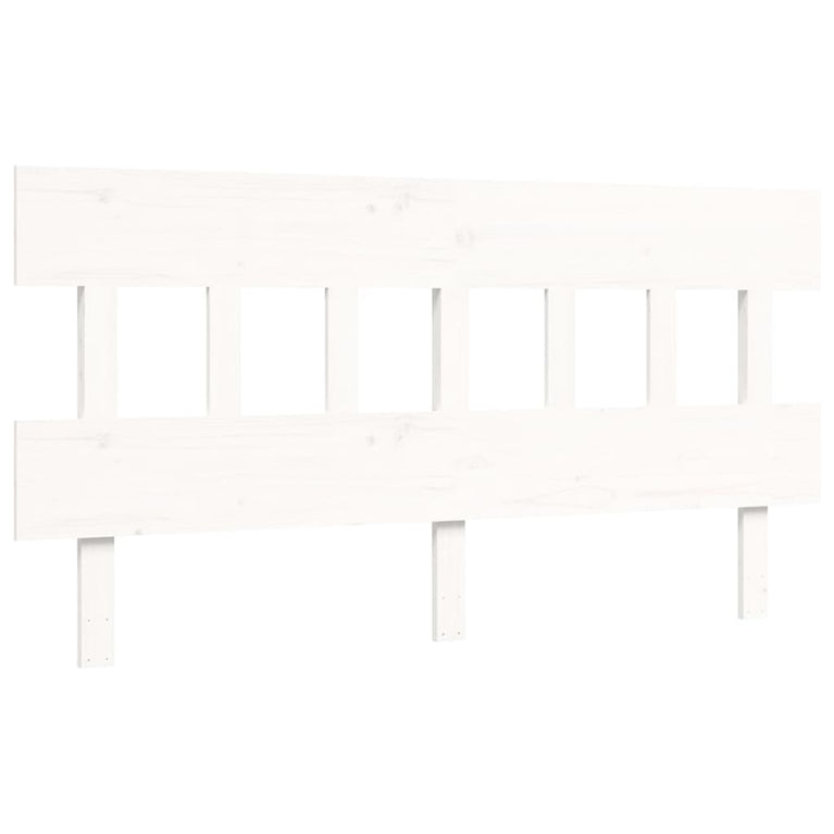 Bedframe met hoofdbord massief hout wit 160x200 cm