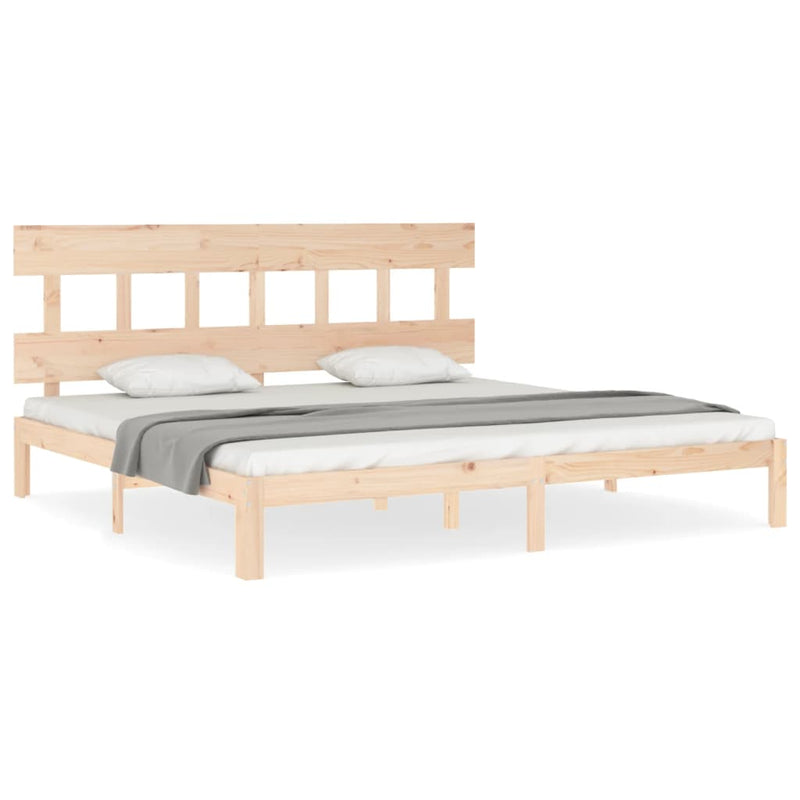 Bedframe met hoofdbord massief hout 200x200 cm