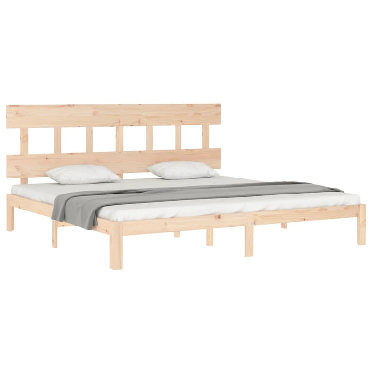 Bedframe met hoofdbord massief hout 200x200 cm
