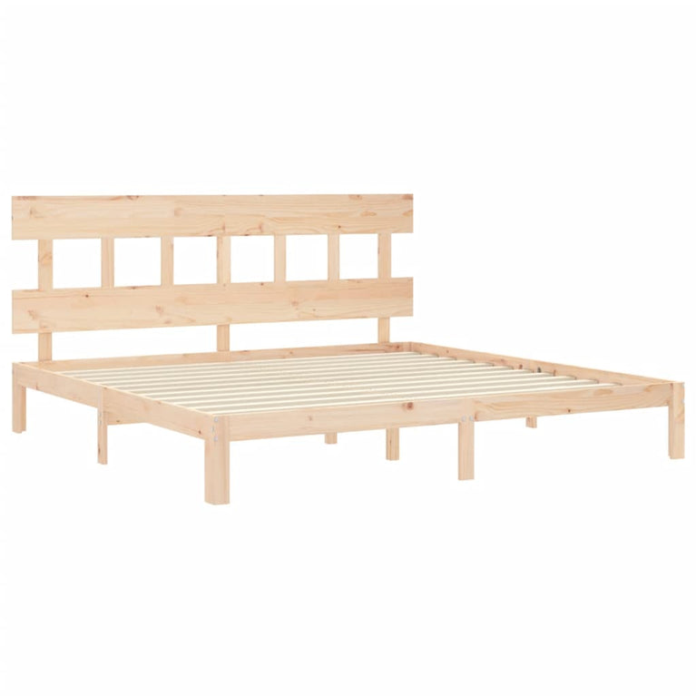 Bedframe met hoofdbord massief hout 200x200 cm
