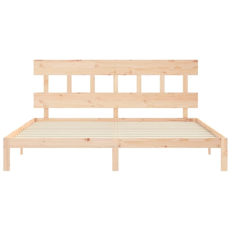 Bedframe met hoofdbord massief hout 200x200 cm