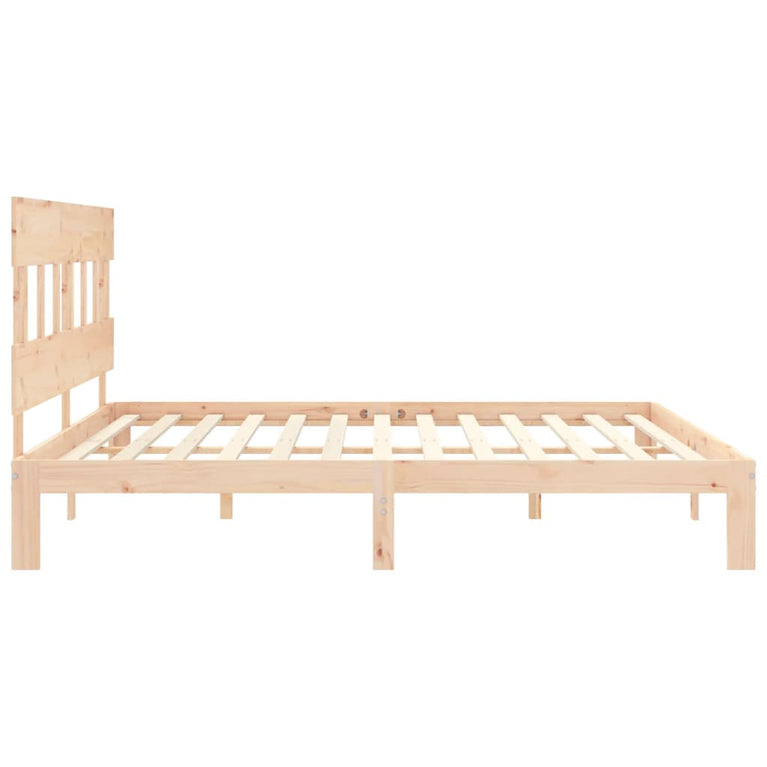 Bedframe met hoofdbord massief hout 200x200 cm