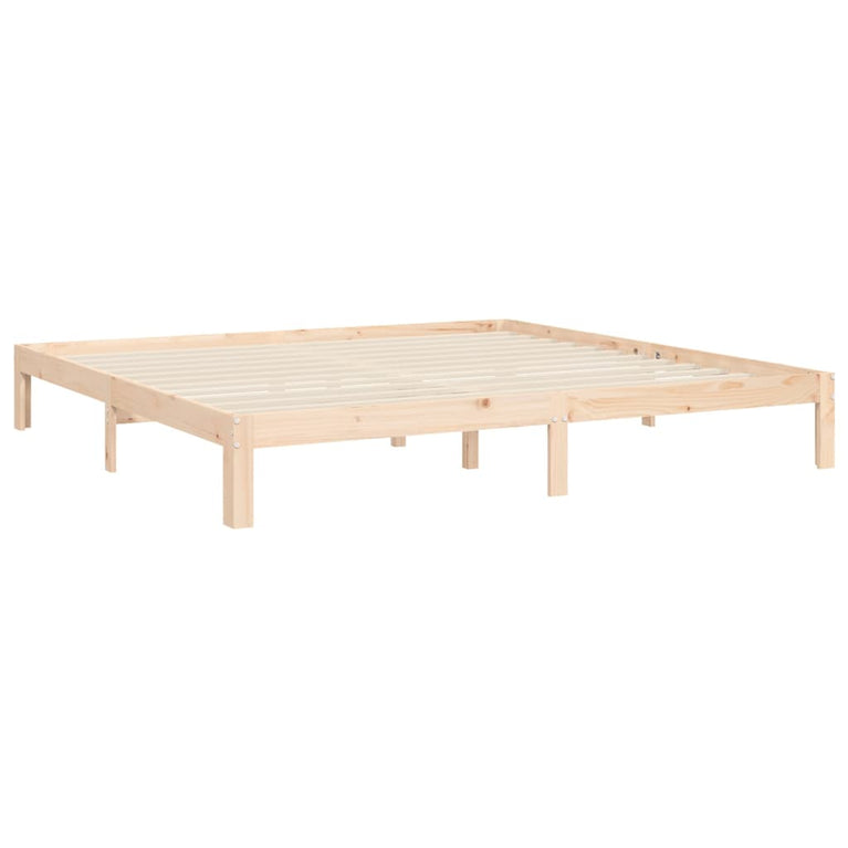 Bedframe met hoofdbord massief hout 200x200 cm