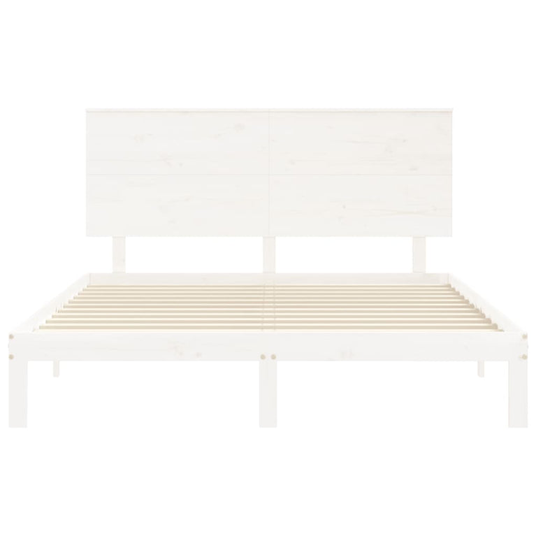 Bedframe met hoofdbord massief hout wit 5 FT King Size