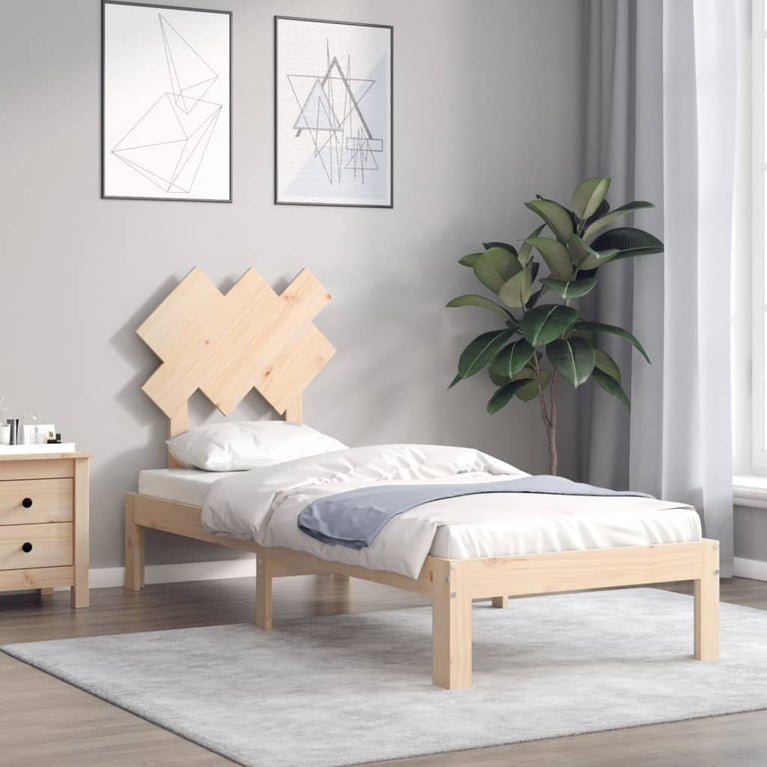 Bedframe met hoofdbord massief hout 2FT6 Small Single