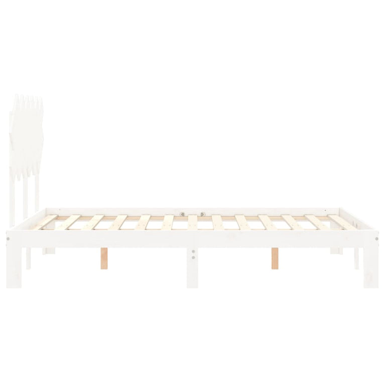 Bedframe met hoofdbord massief hout wit 4FT Small Double