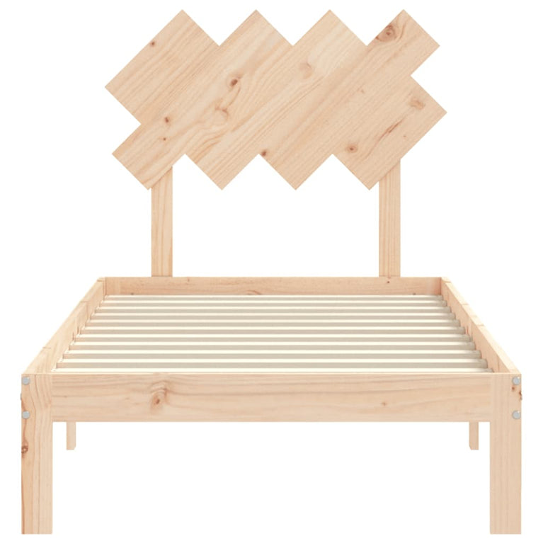 Bedframe met hoofdbord massief hout 90x200 cm