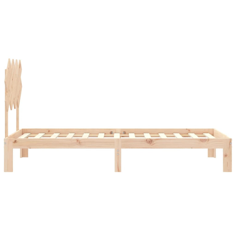 Bedframe met hoofdbord massief hout 90x200 cm