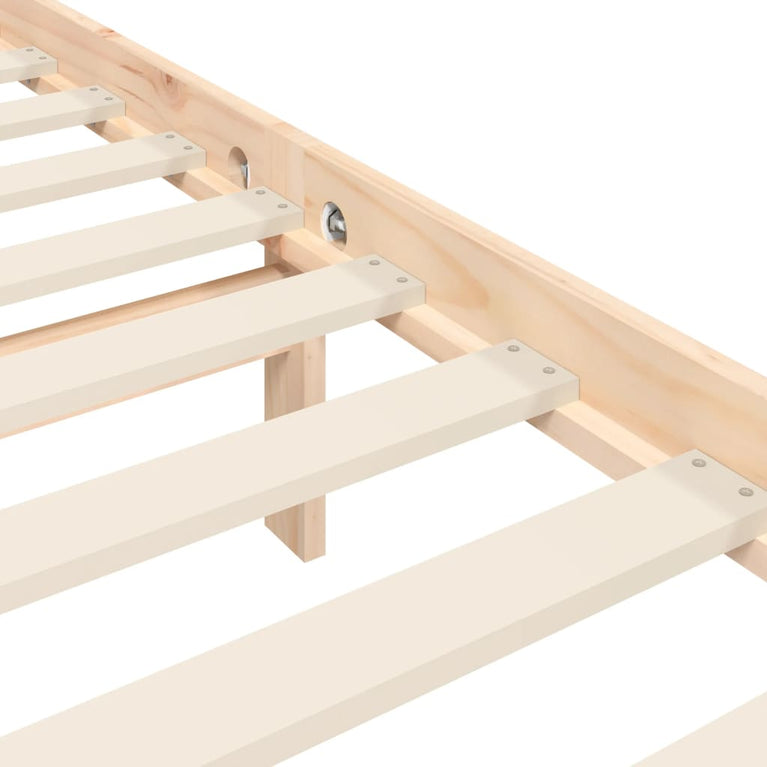 Bedframe met hoofdbord massief hout 90x200 cm