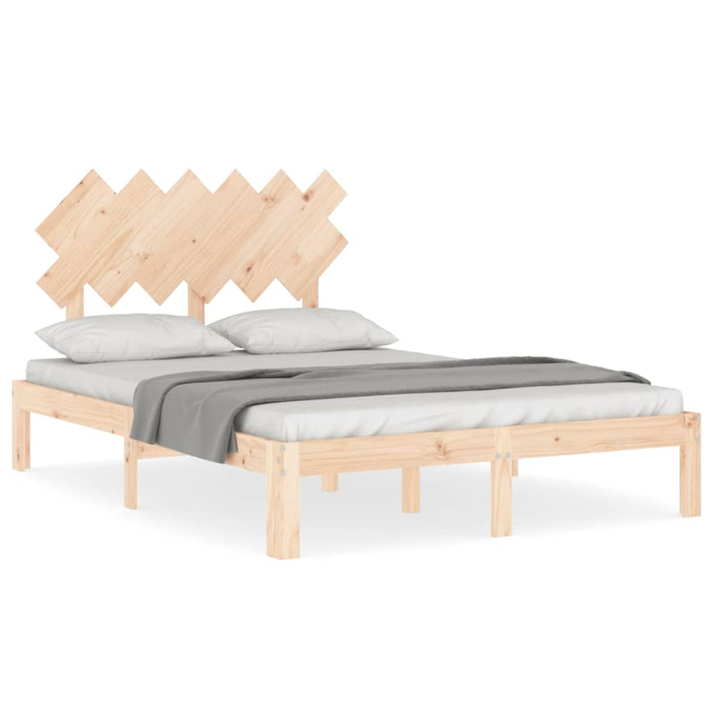 Bedframe met hoofdbord massief hout 120x200 cm
