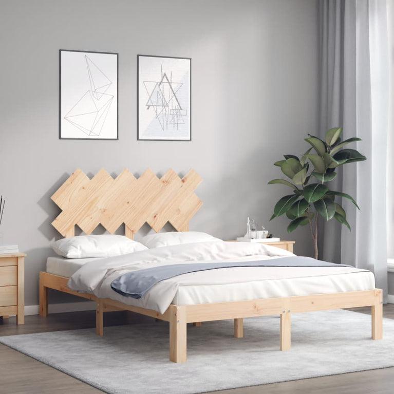 Bedframe met hoofdbord massief hout 120x200 cm