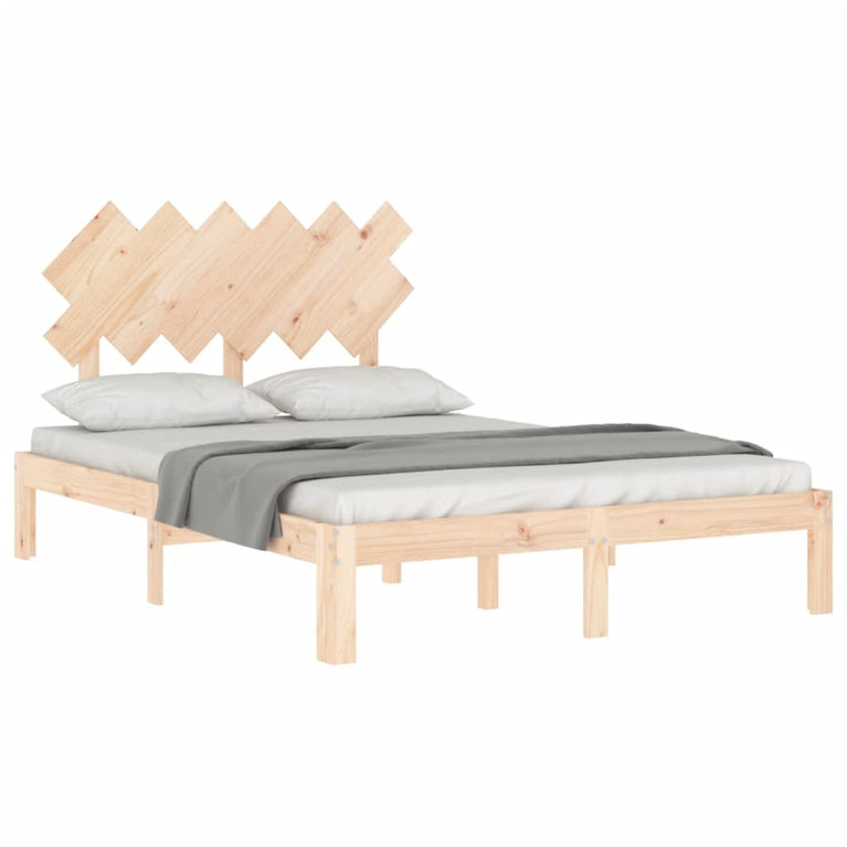 Bedframe met hoofdbord massief hout 120x200 cm