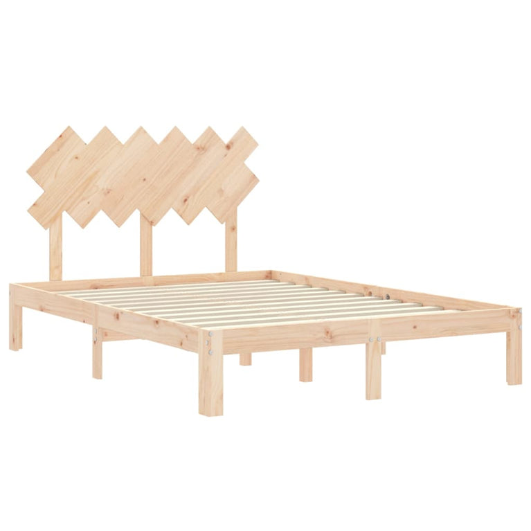 Bedframe met hoofdbord massief hout 120x200 cm
