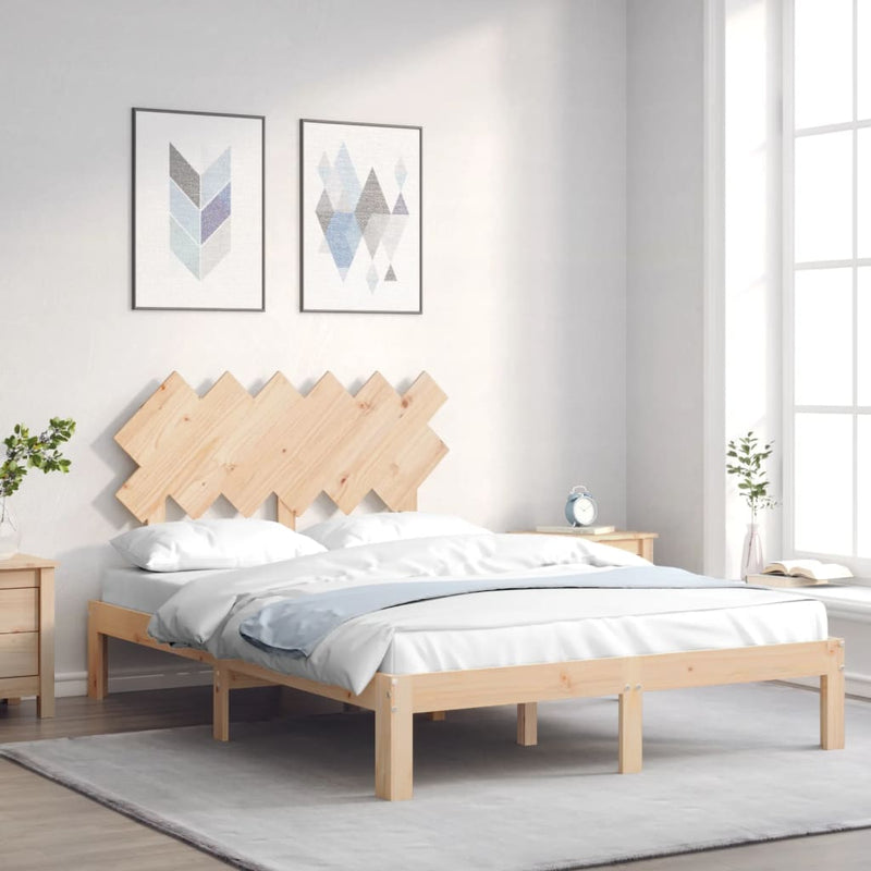 Bedframe met hoofdbord massief hout 120x200 cm