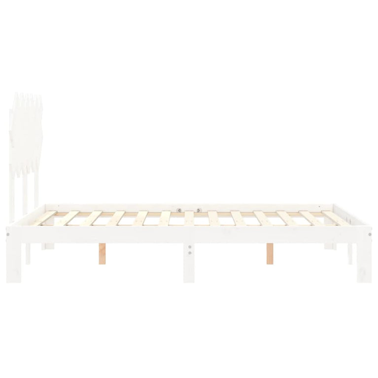 Bedframe met hoofdbord massief hout wit 120x200 cm