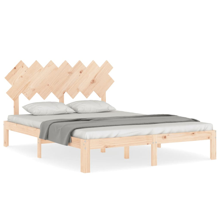 Bedframe met hoofdbord massief hout 140x200 cm