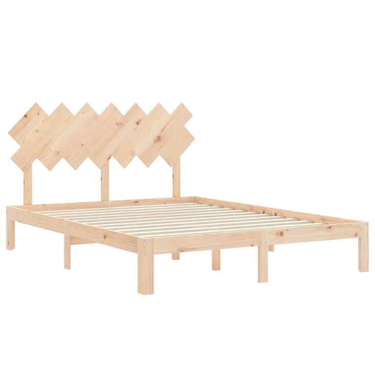 Bedframe met hoofdbord massief hout 140x200 cm