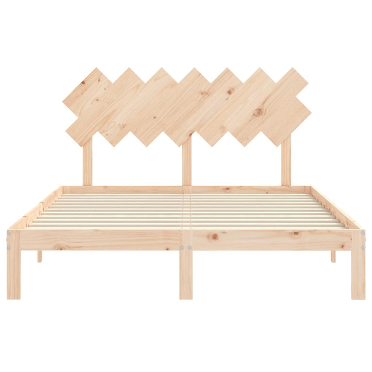 Bedframe met hoofdbord massief hout 140x200 cm