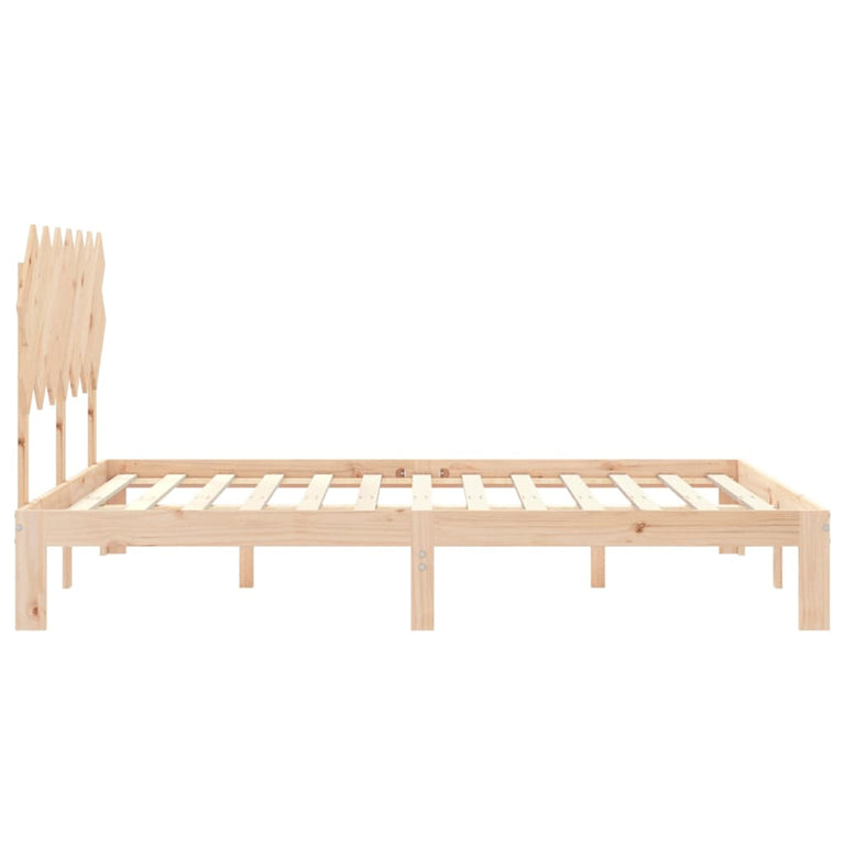 Bedframe met hoofdbord massief hout 140x200 cm