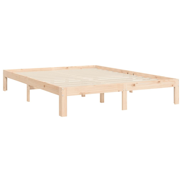 Bedframe met hoofdbord massief hout 140x200 cm