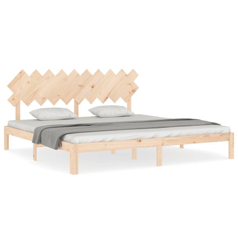 Bedframe met hoofdbord massief hout 200x200 cm