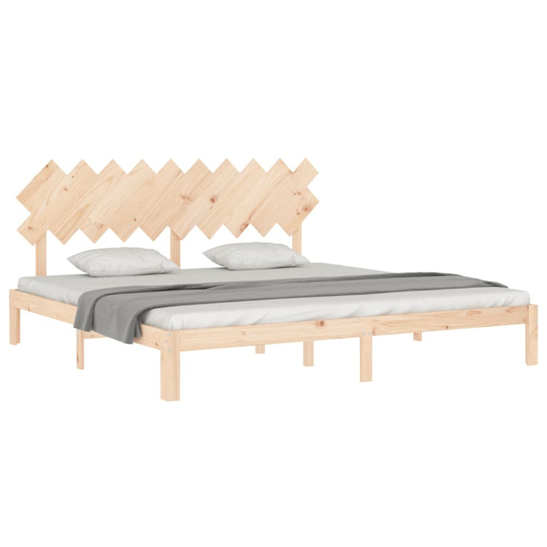 Bedframe met hoofdbord massief hout 200x200 cm