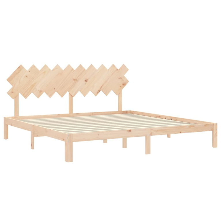 Bedframe met hoofdbord massief hout 200x200 cm