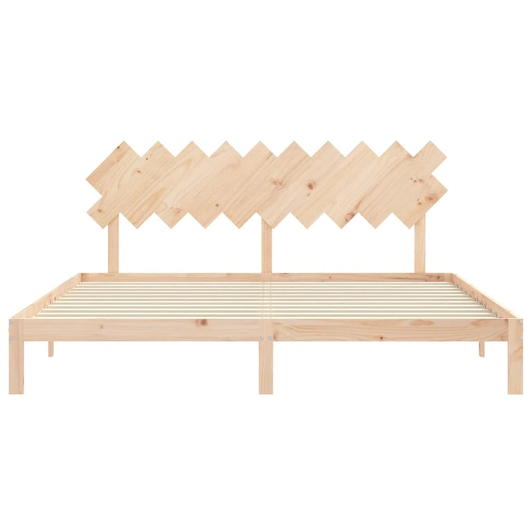 Bedframe met hoofdbord massief hout 200x200 cm