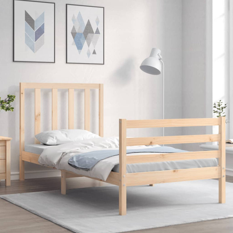 Bedframe met hoofdbord massief hout 2FT6 Small Single