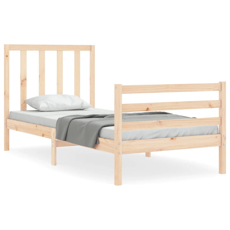 Bedframe met hoofdbord massief hout 3FT Single