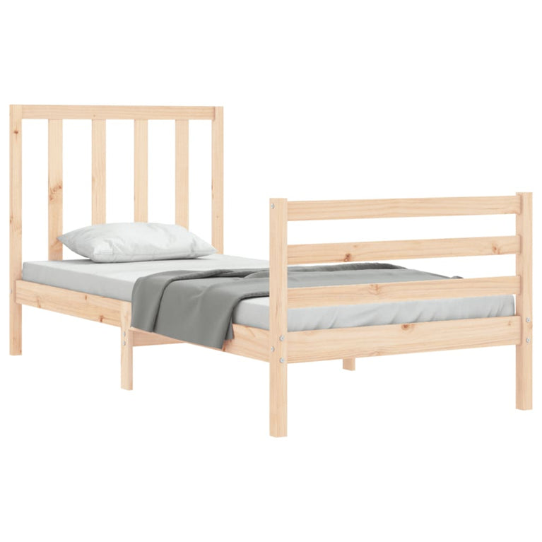 Bedframe met hoofdbord massief hout 3FT Single