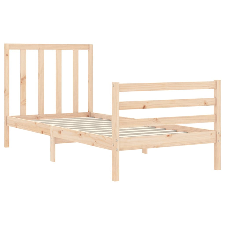 Bedframe met hoofdbord massief hout 3FT Single