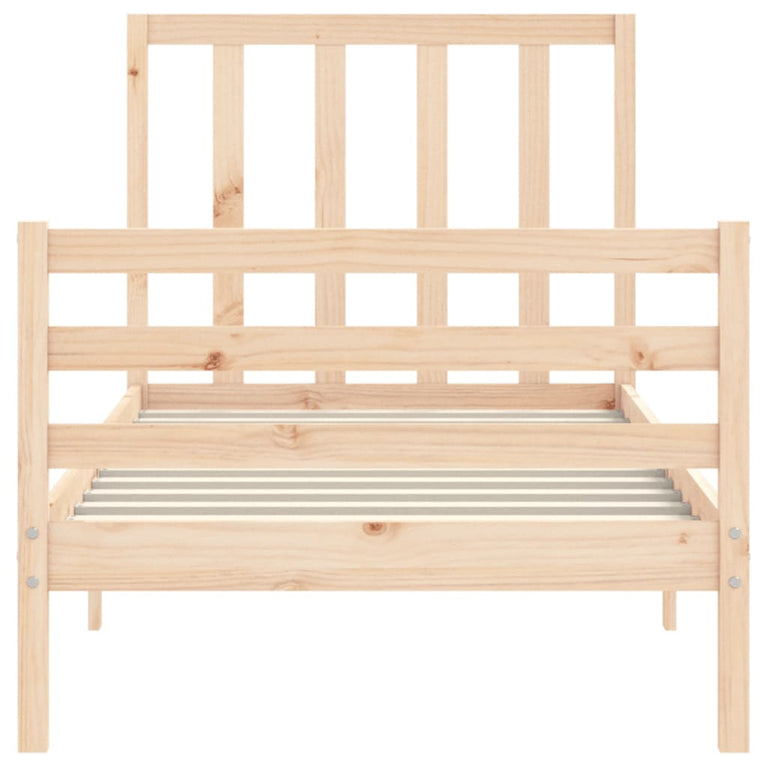 Bedframe met hoofdbord massief hout 3FT Single