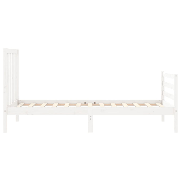 Bedframe met hoofdbord massief hout wit 3FT Single