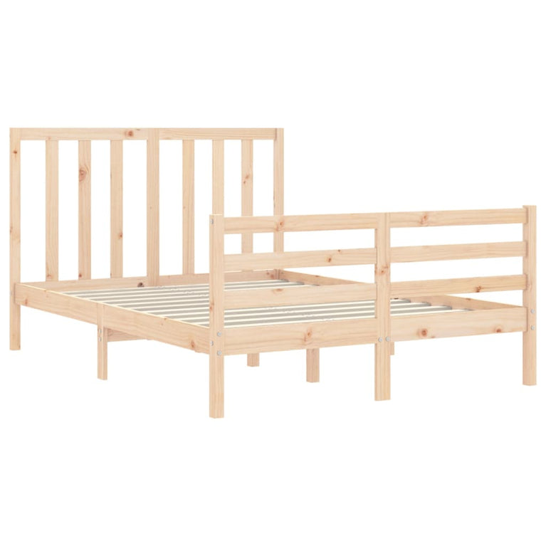 Bedframe met hoofdbord massief hout 140x200 cm