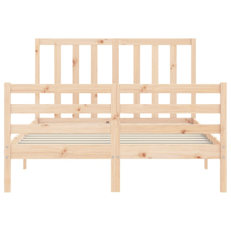 Bedframe met hoofdbord massief hout 140x200 cm