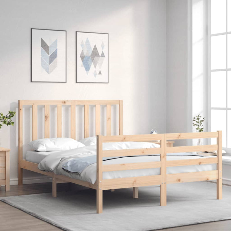 Bedframe met hoofdbord massief hout 140x200 cm